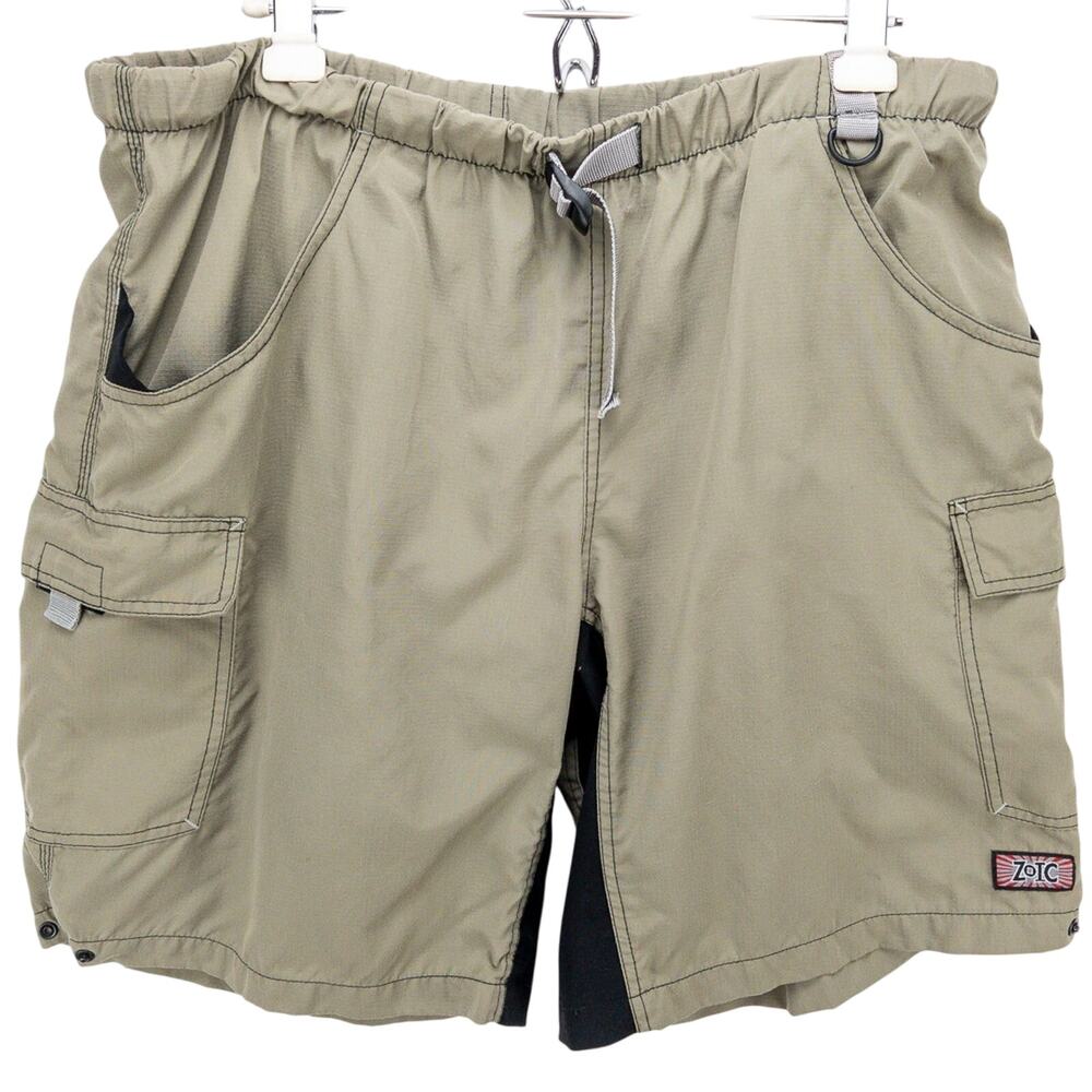 Zoic Men's 2XL Mountain Bike Cargo Shorts Ripstop Nylon Elastic Waist Beige